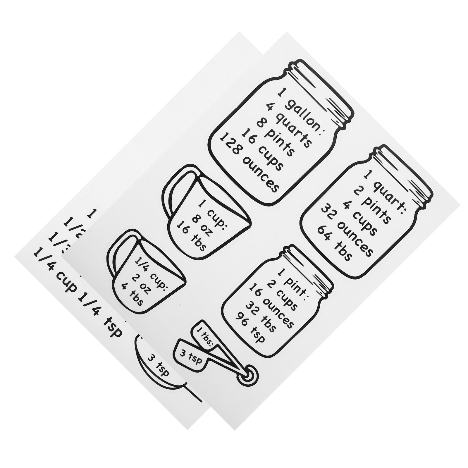 Kitchen Baking Conversion Chart - 2 Adesivi per Tabella di Conversione