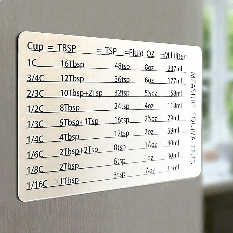 Kitchen Baking Conversion Chart - Set di Accessori da Cucina con