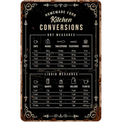 Targa in metallo vintage diver - Kitchen Baking Conversion Chart recensione e prezzo