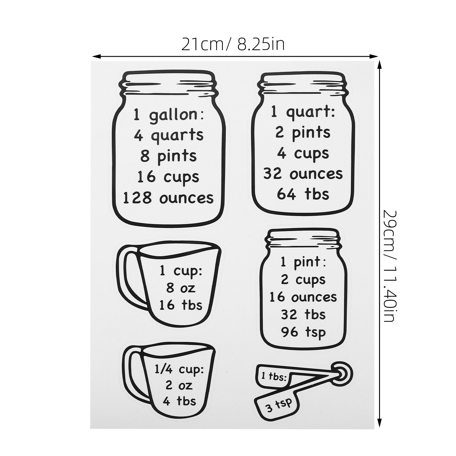 2 Pezzi Adesivo Tabella di Con - Kitchen Baking Conversion Chart recensione e prezzo