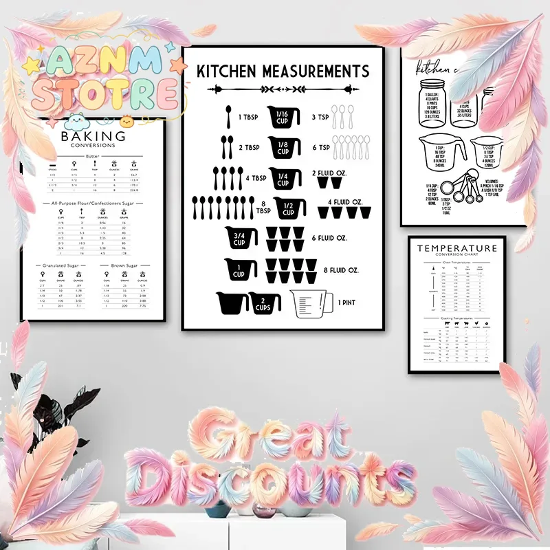 Poster su Tela Minimalista con - Kitchen Baking Conversion Chart recensione e prezzo