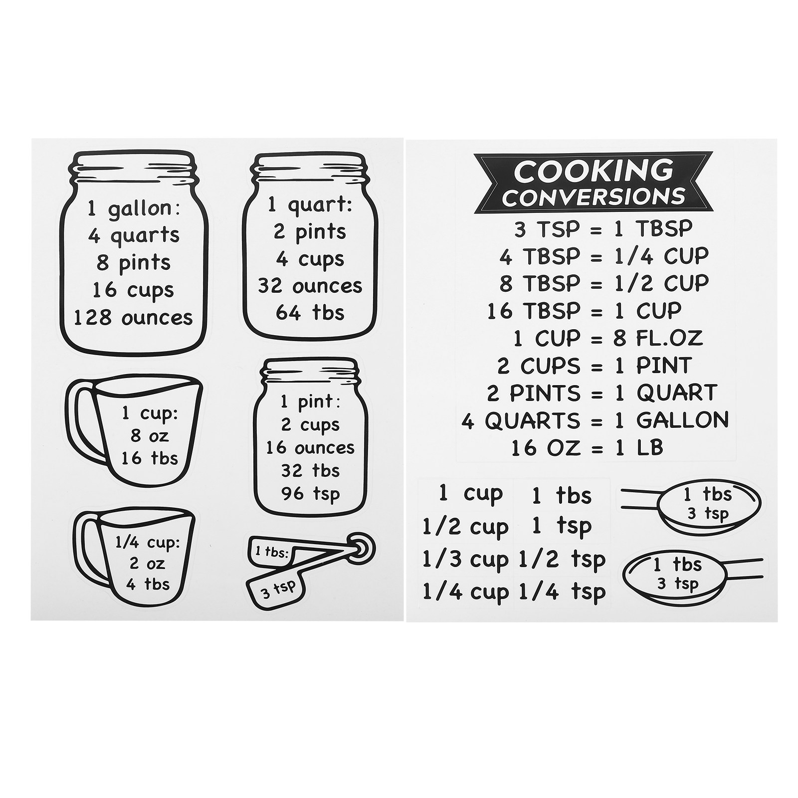 2 Pezzi Tabella di Conversione - Kitchen Baking Conversion Chart recensione e prezzo